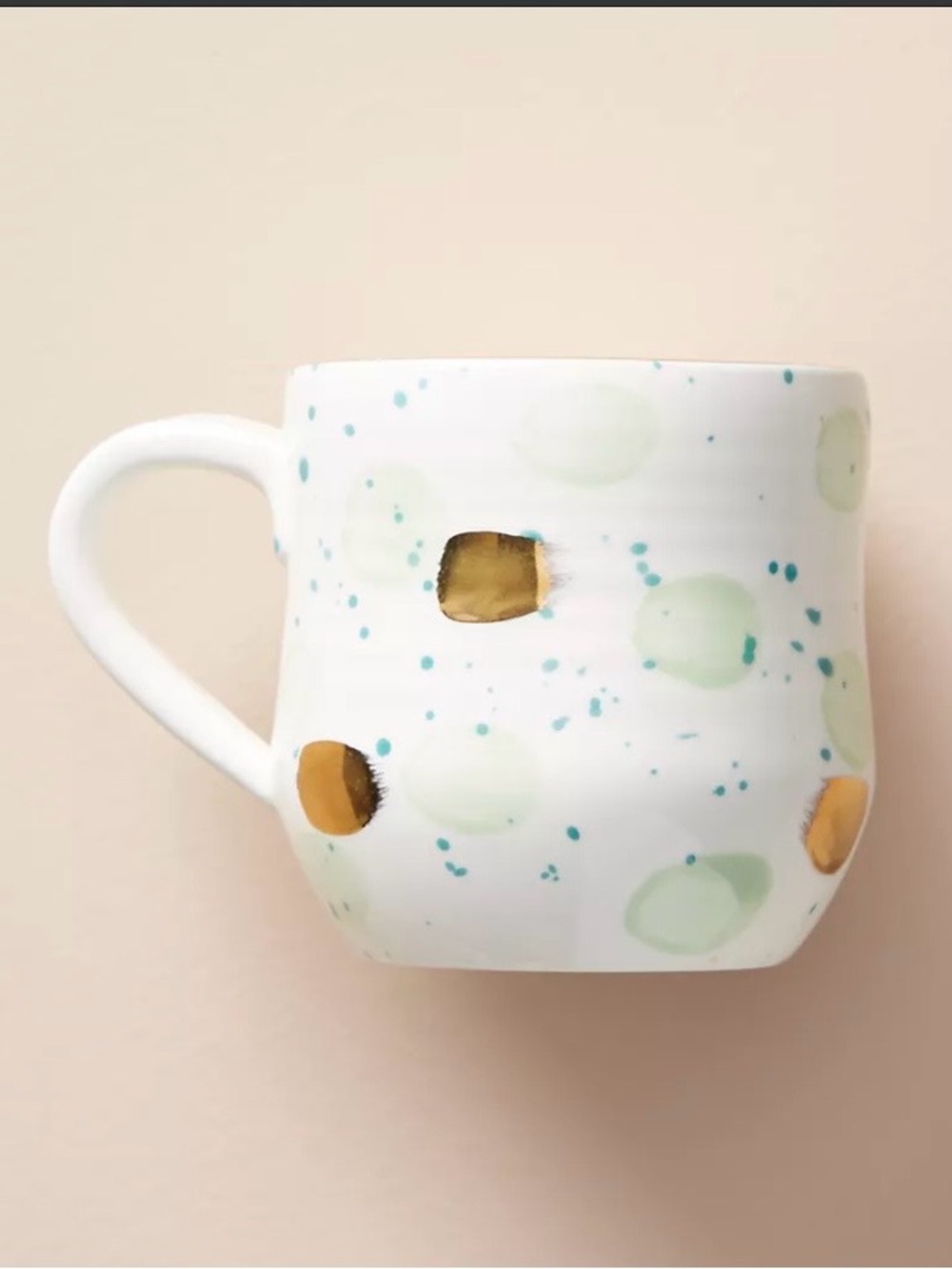 Retired Anthropologie Suite One Studio Mimira Mug in Mint & Gold MSRP $48 - Picture 2 of 6